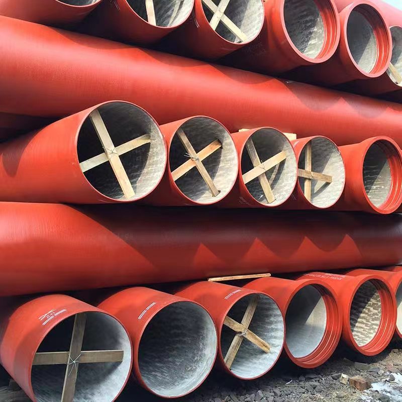 Ductile iron pipes for sewage water(, Class K9, K8, K12, C40,C30& C25 in 6 Meters or 5.7Meter or 5.5 Meter, Bitumen+ Zinc outside painting and high-alumina cement lining inside)